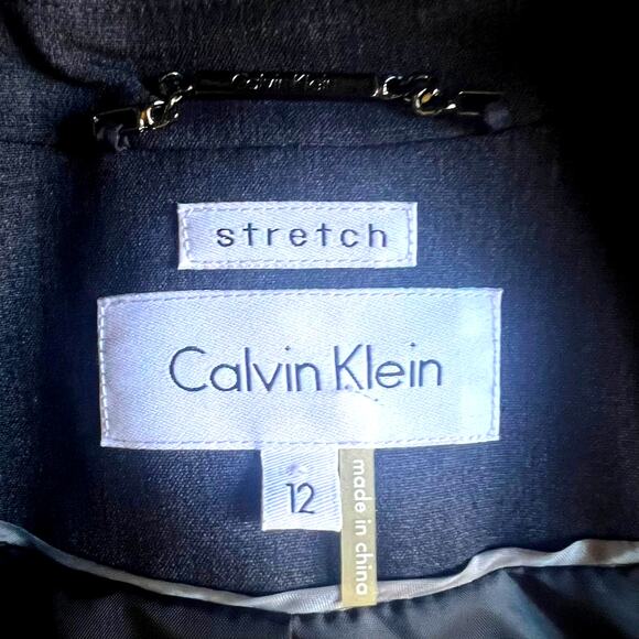 Calvin Klein Size 12 Two-Button Stretch Blazer Jacket Gray Office Career Wear - Picture 7 of 10